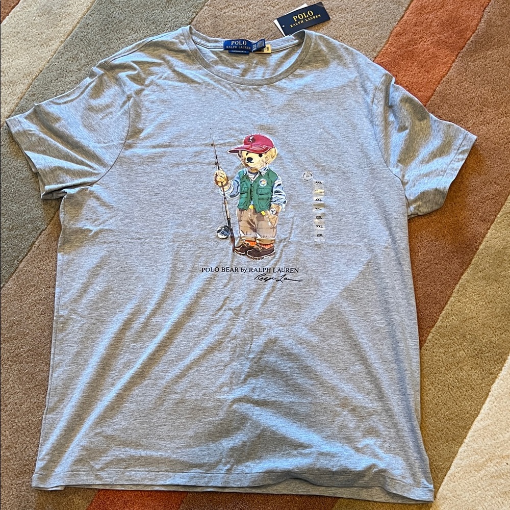 Polo by Ralph Lauren Gray Tee with Bear Graphic